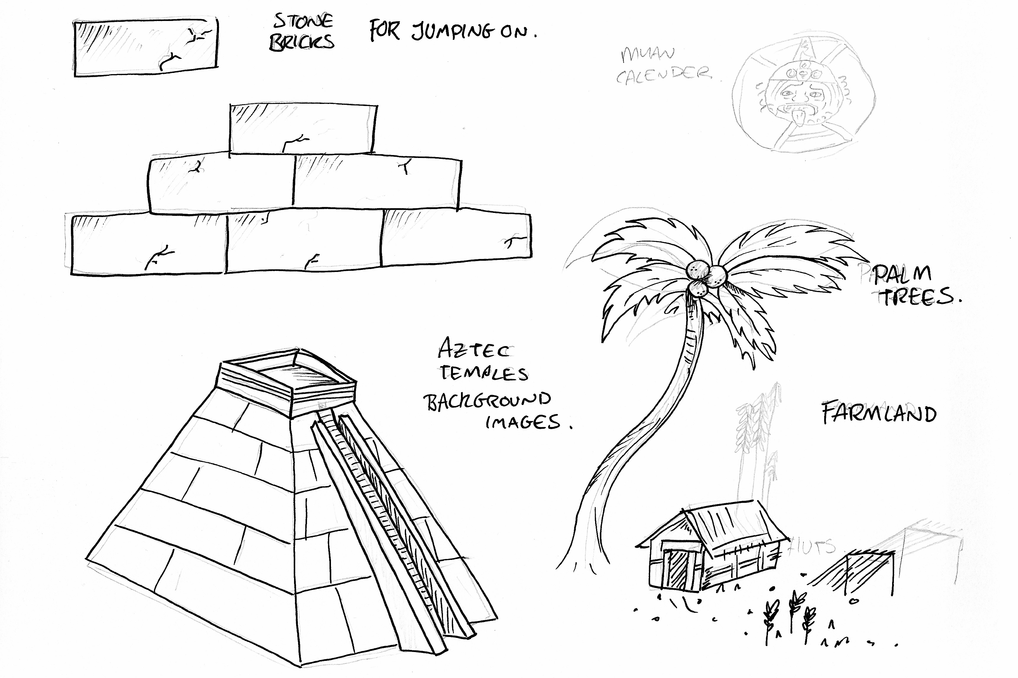 Aztec Sketch Drawings